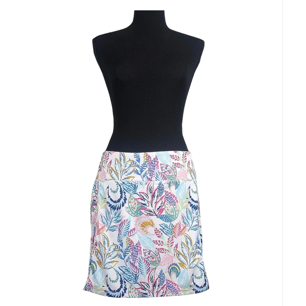 18 Birdies Floral Golf/Tennis/Pickleball Size L Athletic Skirt Built-In Short